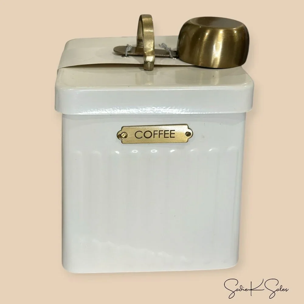 Metal Coffee Tin with Scooper Cream/Brass‎ - Hearth & Hand Magnolia, Target